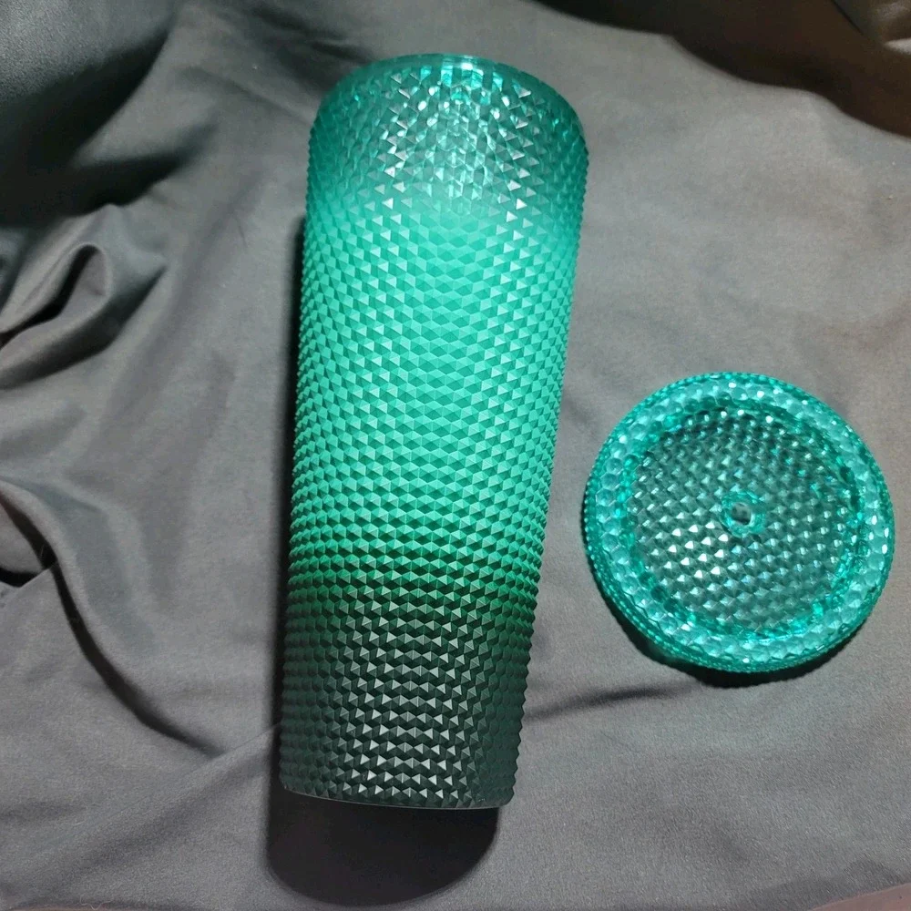 Starbucks Holiday Aqua Iridescent Veriegated Studded 24oz Venti Cold Cup Tumbler